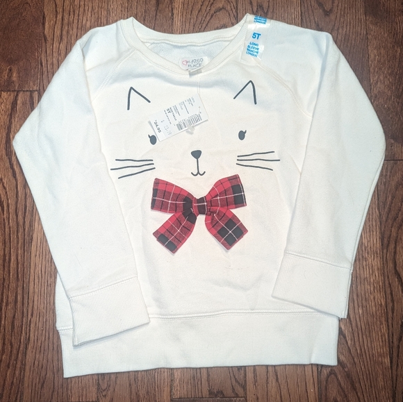 Children's Place Size 5T Cat with Bow Sweatshirt NWT - Picture 4 of 5